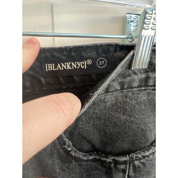 Blank NYC Black Distressed Assymetrical Jean Mini Skirt Women's 27 Goth Punk - Picture 3 of 12